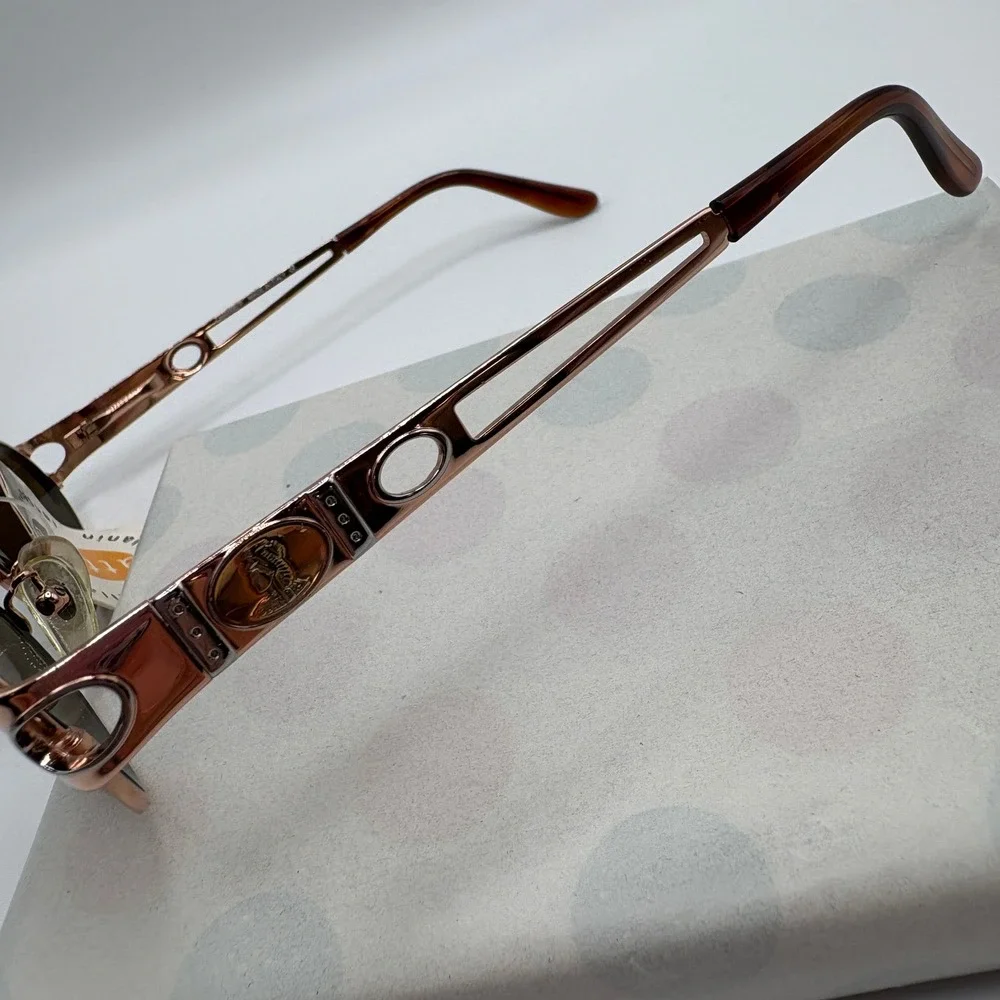Charme Mod.7553 Brown and Rose Gold Italian Made Luxury Sunnies 80's Deadstock